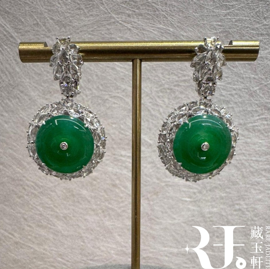 滿綠平安扣耳墜