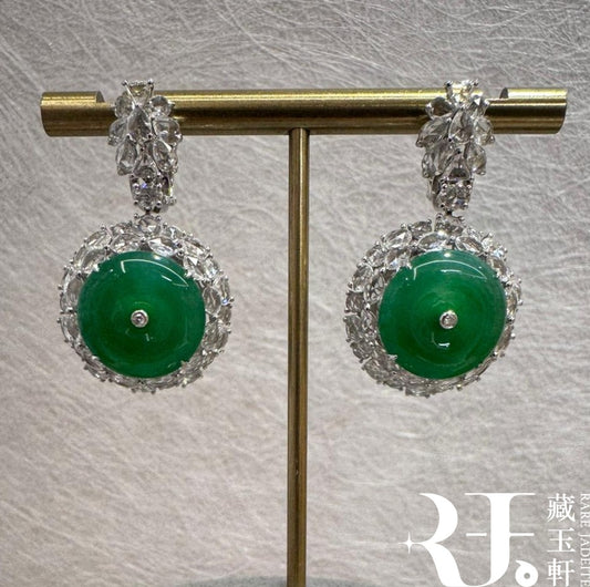 滿綠平安扣耳墜
