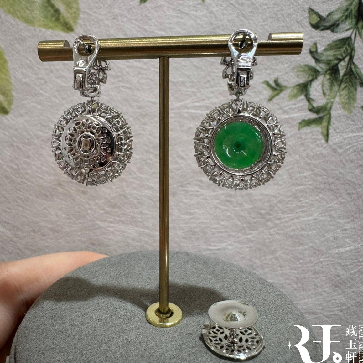 滿綠平安扣耳墜