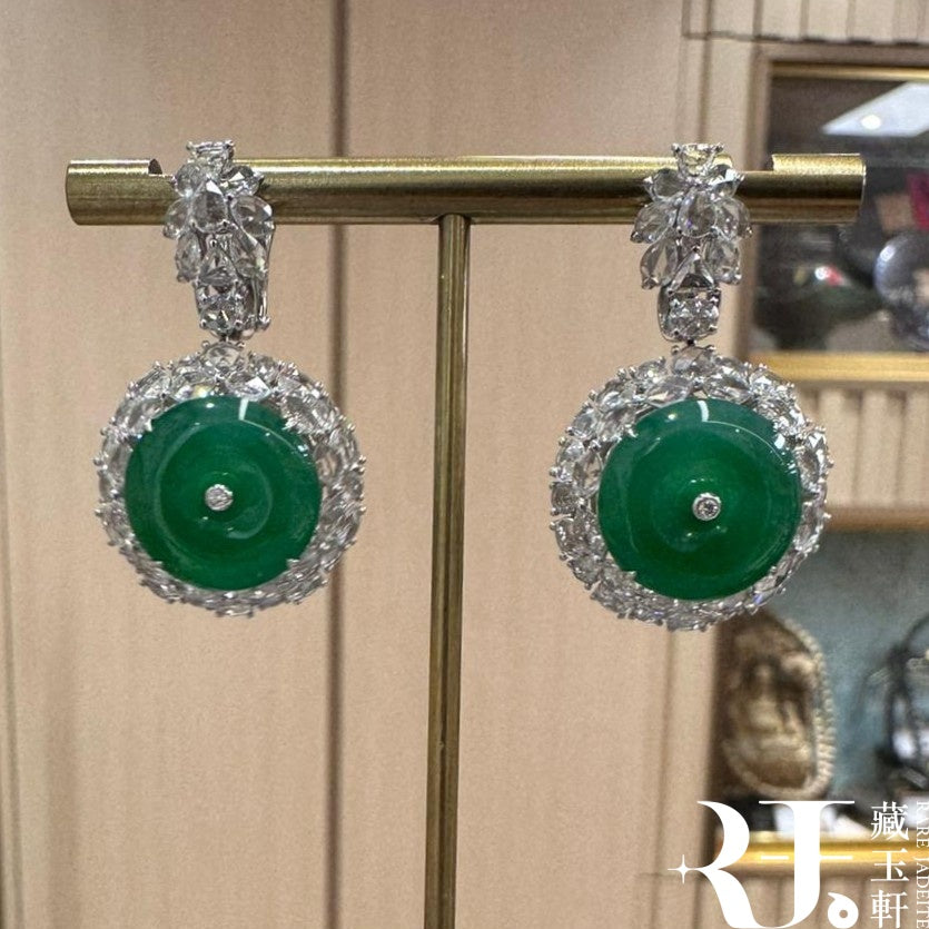 滿綠平安扣耳墜
