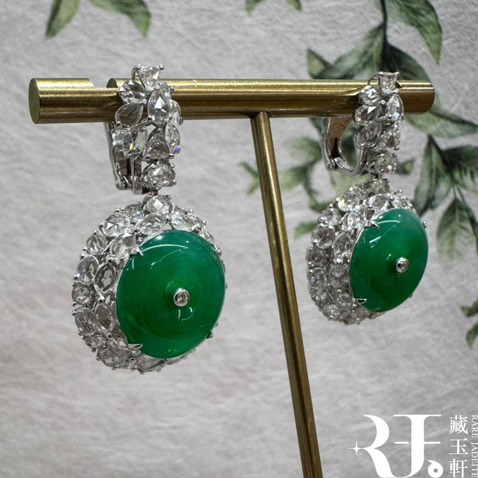 滿綠平安扣耳墜