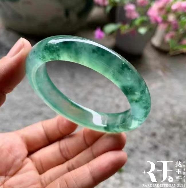 高冰薄荷綠飄花平安鐲