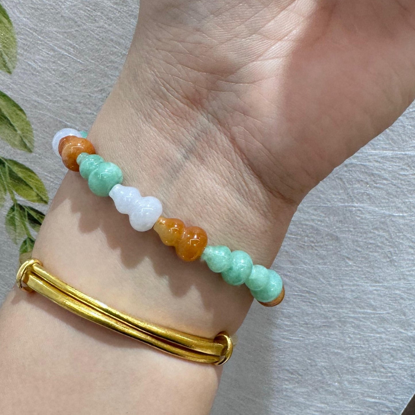 三彩葫蘆翡翠手串