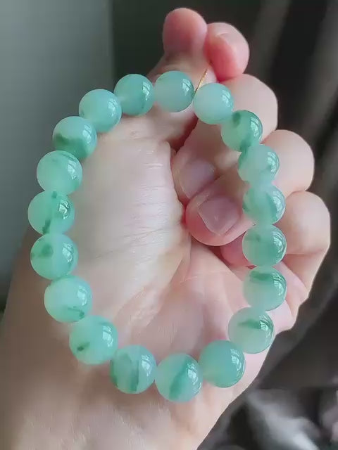 天然飄花翡翠手串