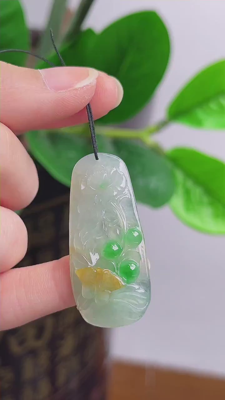 アクセサリー 本翡翠 富貴花鳥 新品 0053